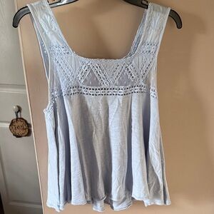 Free People Light Blue Crochet Tank Top